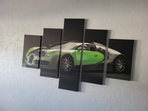 Te koop: 5-delig wanddecoratie – Bugatti sportwagen