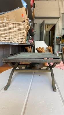 Antieke warmhoudplaat van messing