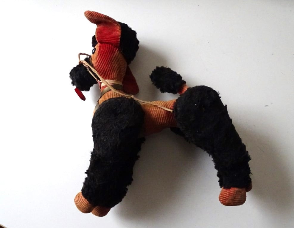 Oude Vintage Poedel Knuffel pop hond