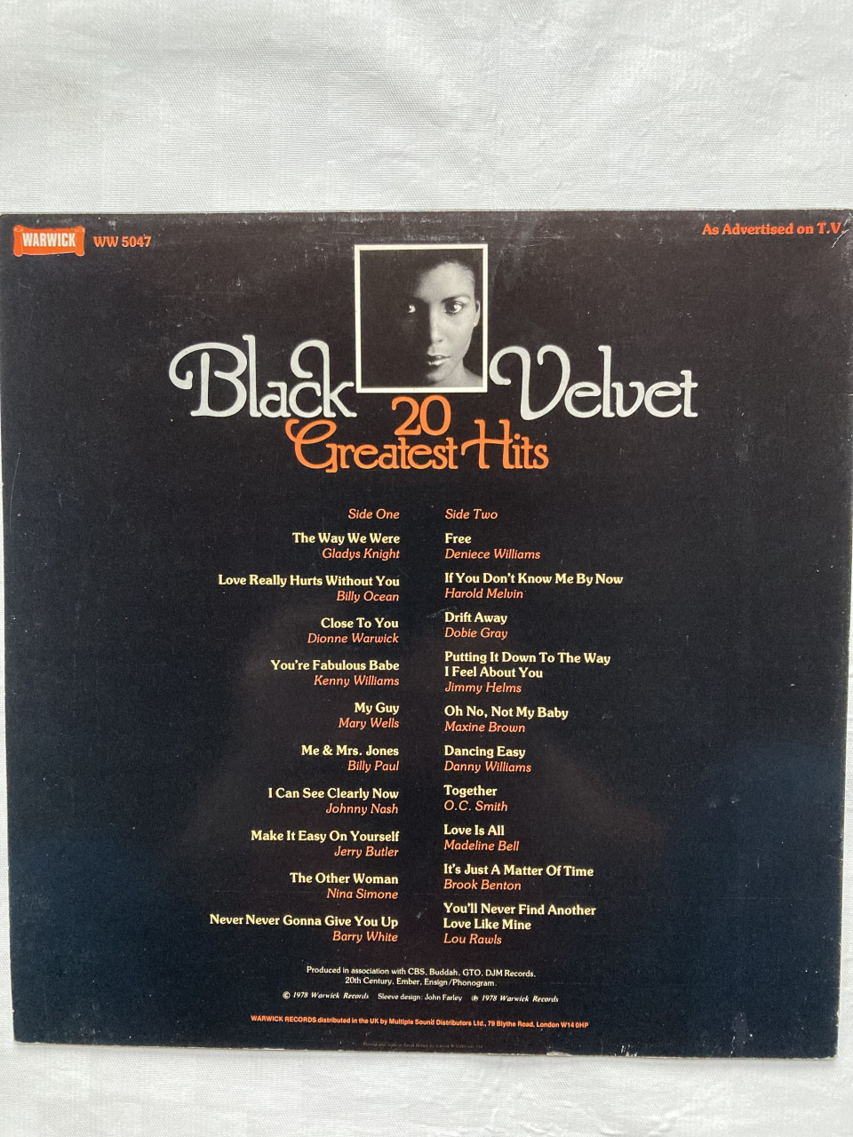 LP Black Velvet 20 greatest hits WW 5047 Warwick Records