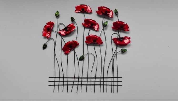 Metalen wand decoratie klaprozen