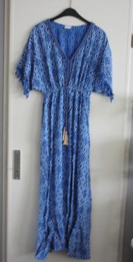Blauwe  lange jurk jurk maat 6 -xs-s me
