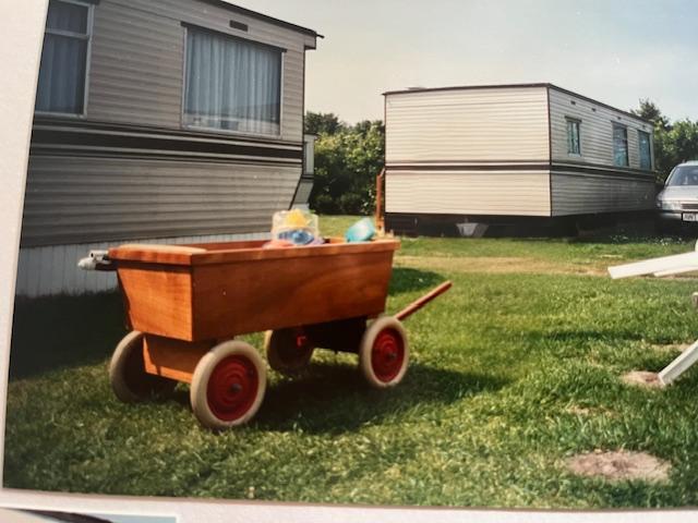 Stevig model houten bolderkar met echte ( step) bandjes