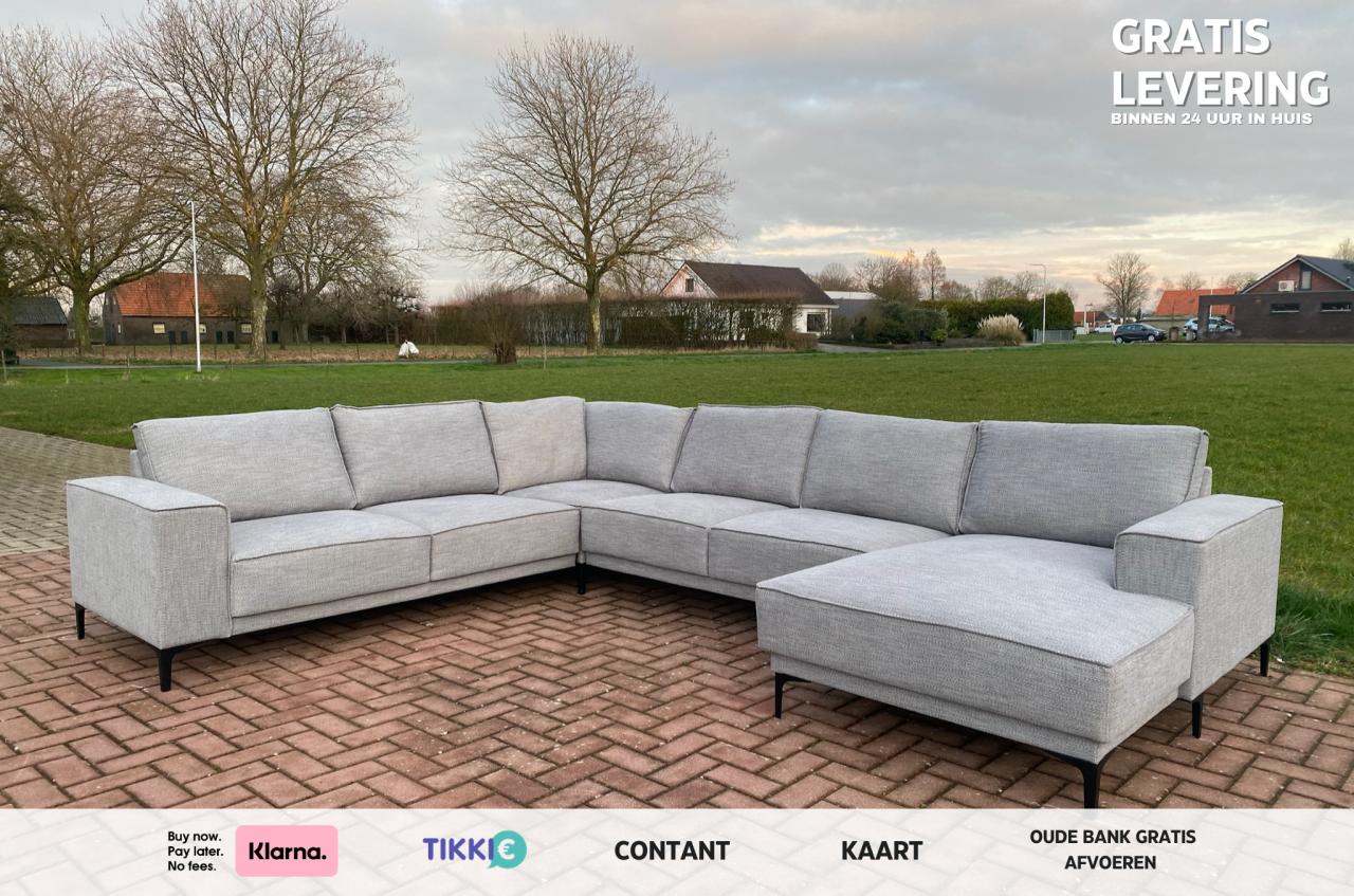 Grijs Stoffen U-bankstel -Luxe Comfort & Modern Design–Gratis levering NL