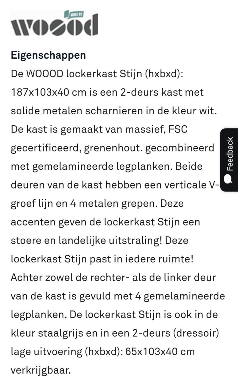 WOOOD (houten)lockerkast Stijn