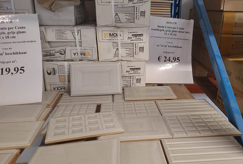 3035-178 ca 5,68 m² decortegels met relief, grijs, 12x18 cm