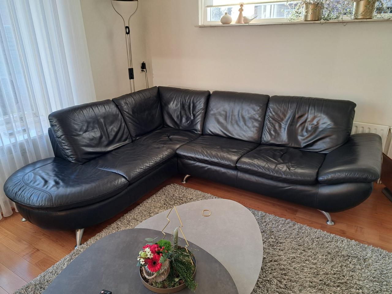 Donkerblauwe hoekbank