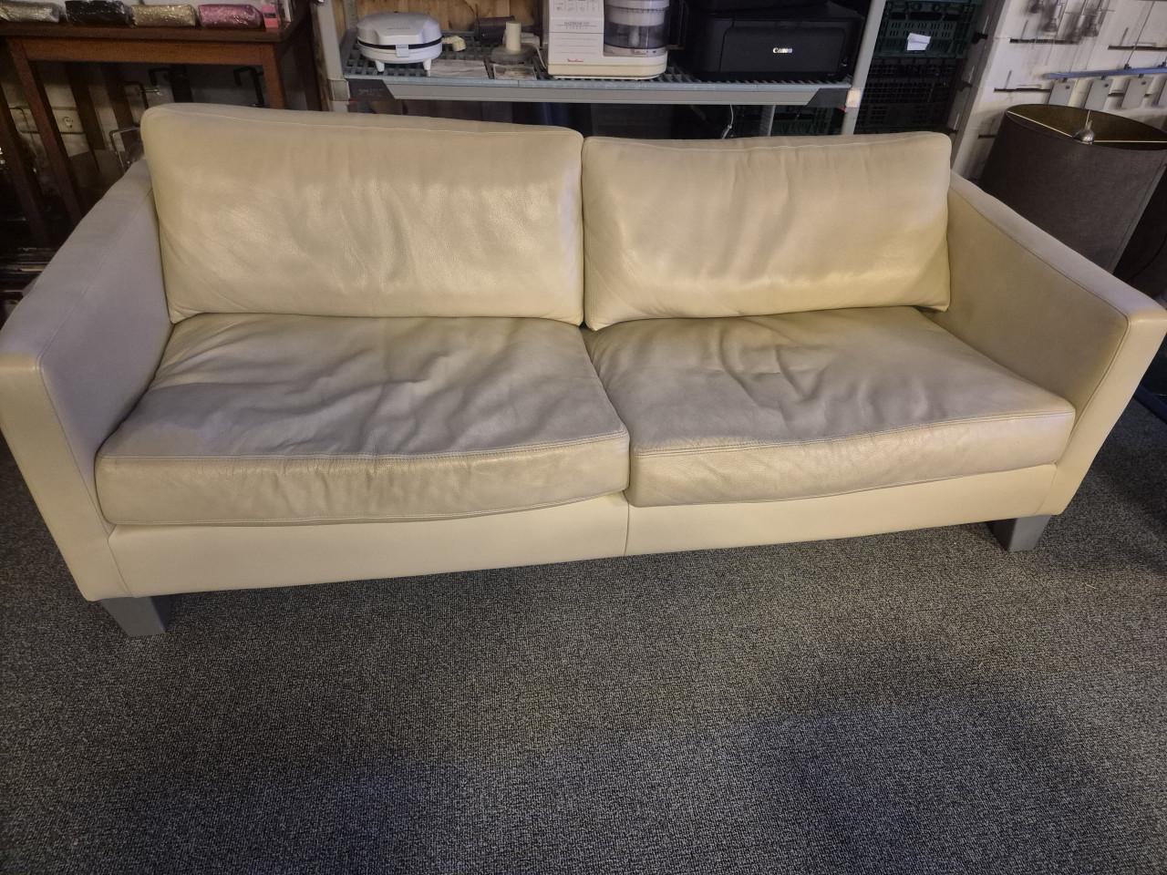 Roomwit leren bankstel