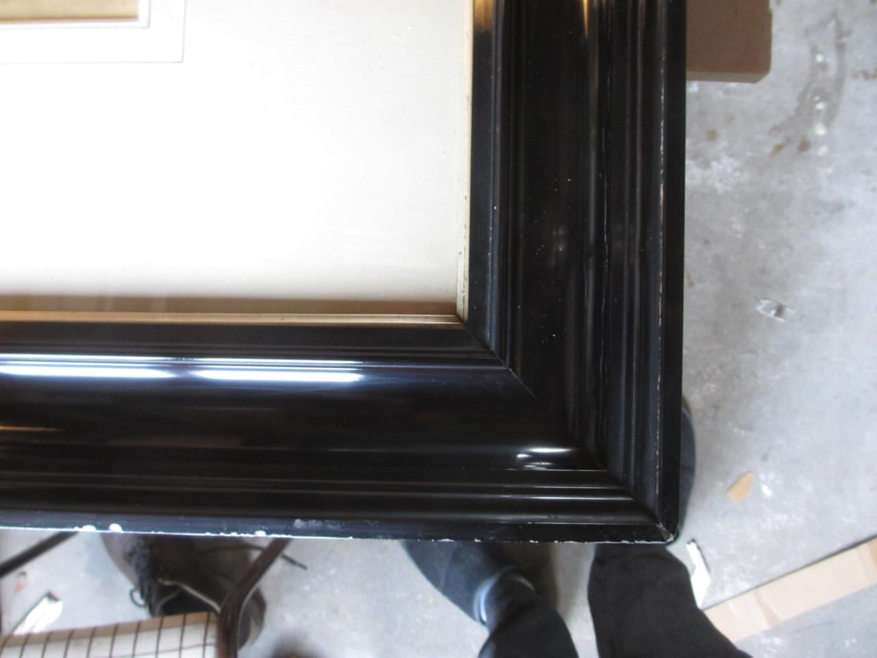 Schilderij met prachtig zwart gelakte oude lijst (groot)