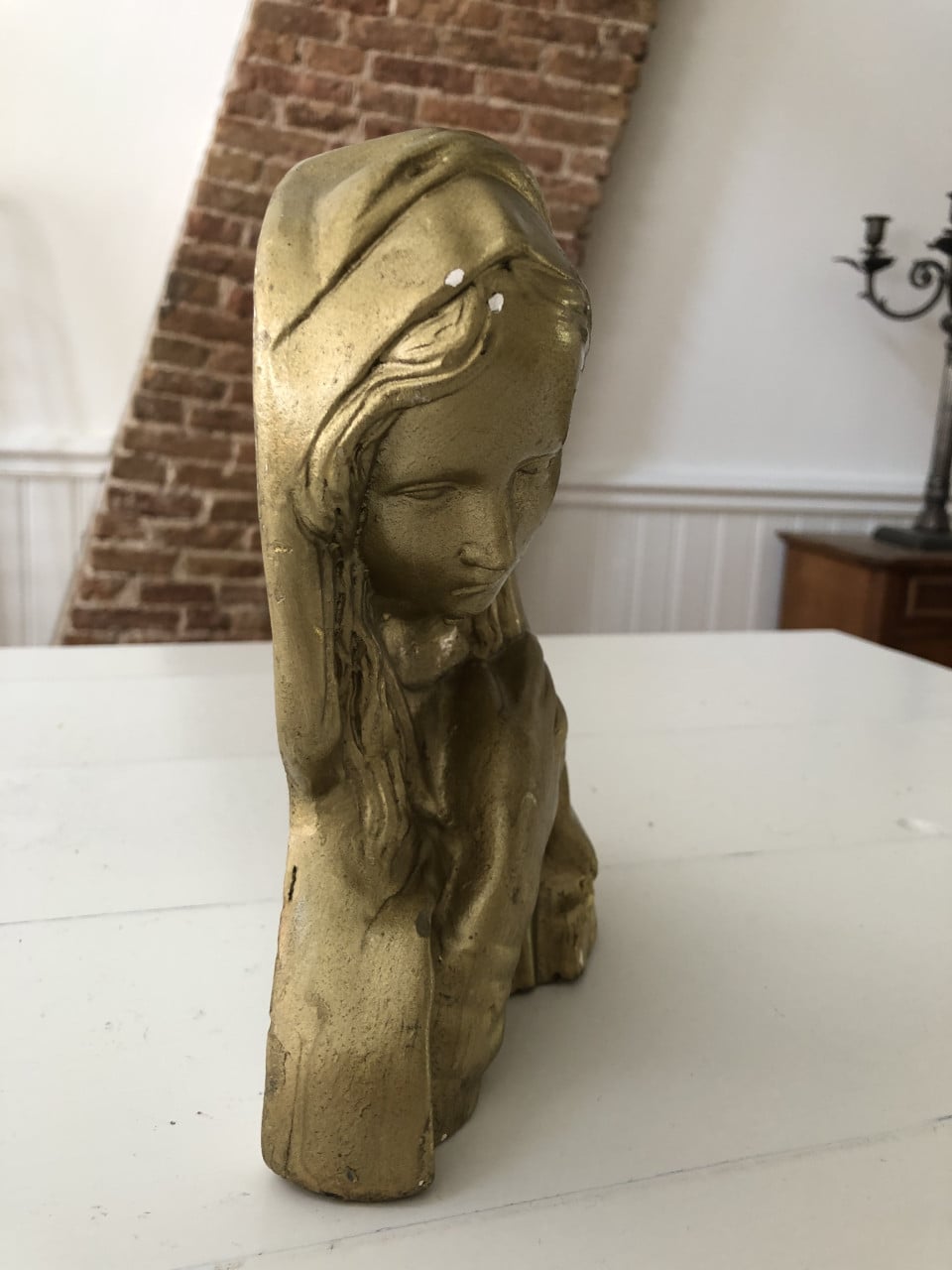 Mooi verguld brocante heilig Maria wandbeeld