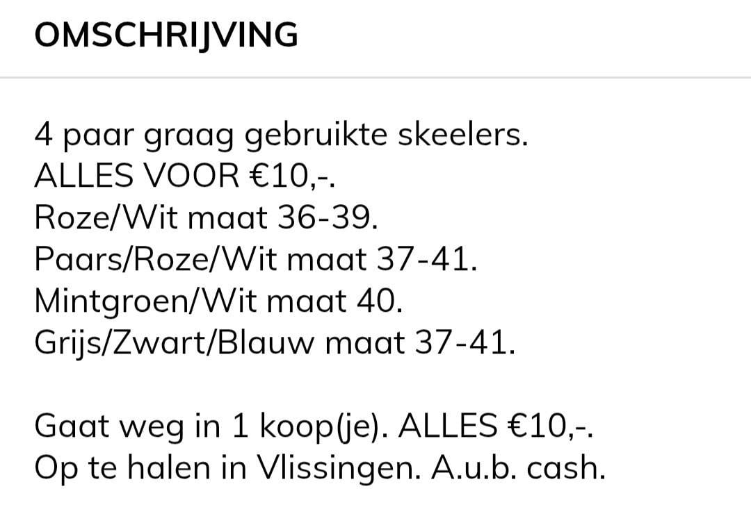 ALLES €10,- / 4 PAAR SKEELERS 36-39 / 37-41 / 40