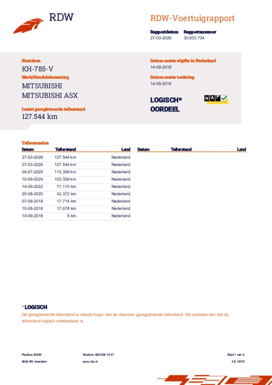 Mitsubishi Asx 1.6 cleartec intense | trekhaak | orig. nl | climate