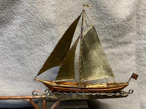 Prachtige Windwijzer( zeilschip) in 3D handgemaakt in koper