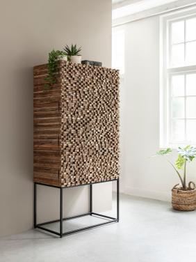 Teak bergkast Sticks, nu als showmodel afgeprijsd