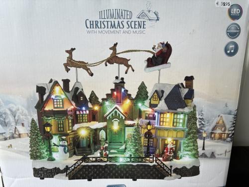 Kerstdorp met verlichting en muziek