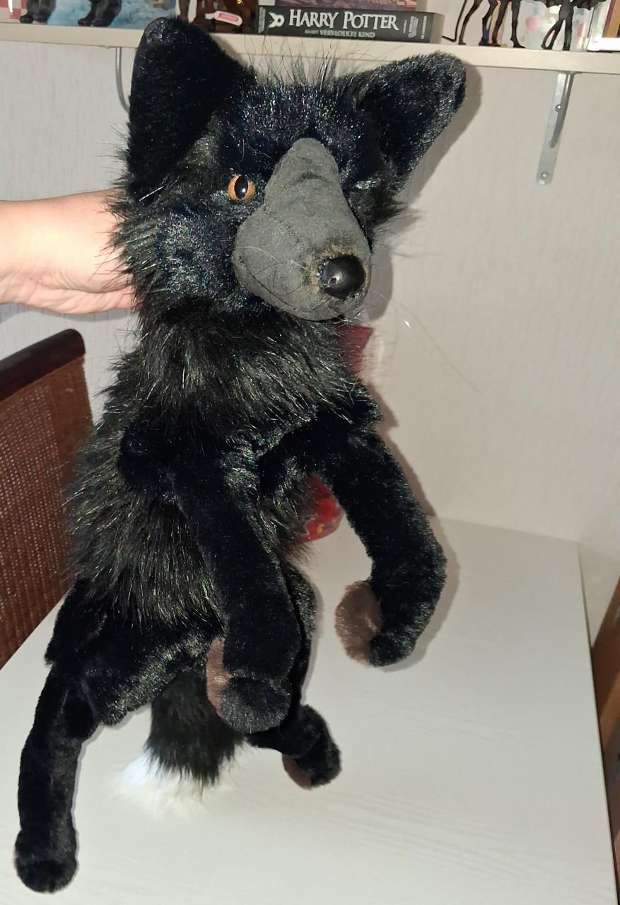 Handgemaakte zwarte vos knuffel,verzwaard