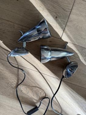 Vintage chromen spots Ettore Sottsass en Verner Panton