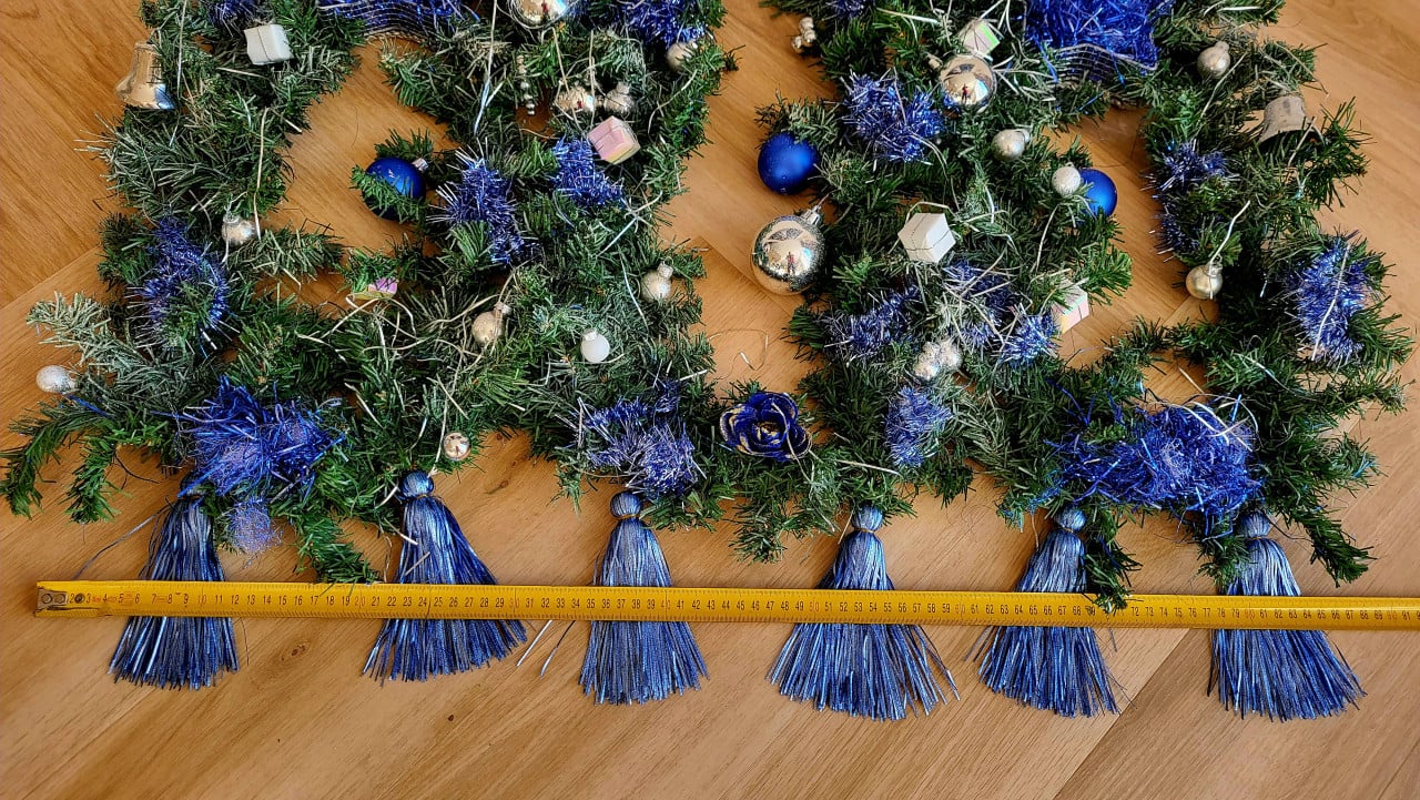 Winkeletalage 3luik met blauwe kerstdecoratie