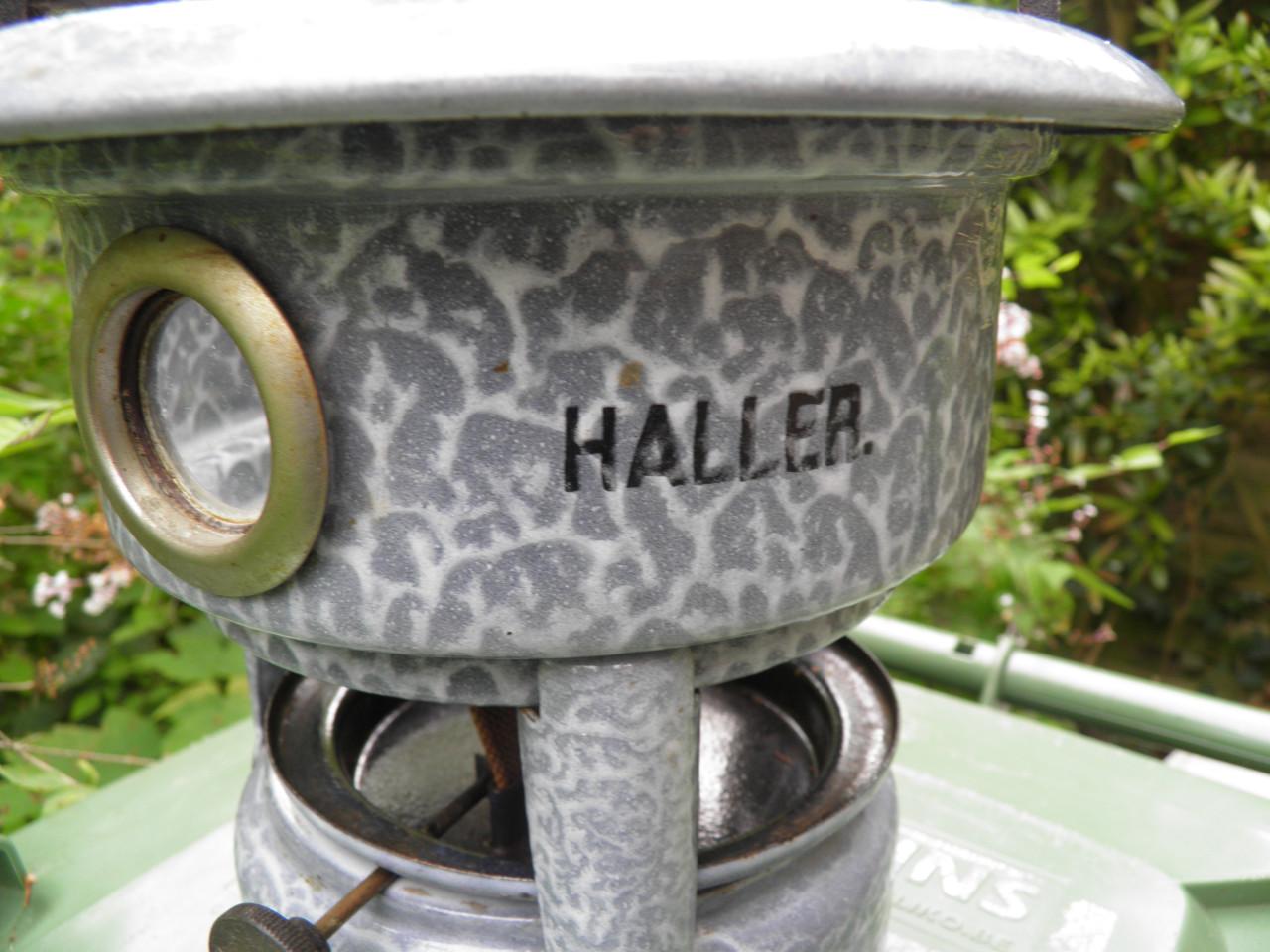 Petroleumstelletje gewolkt emaille, haller, met pit