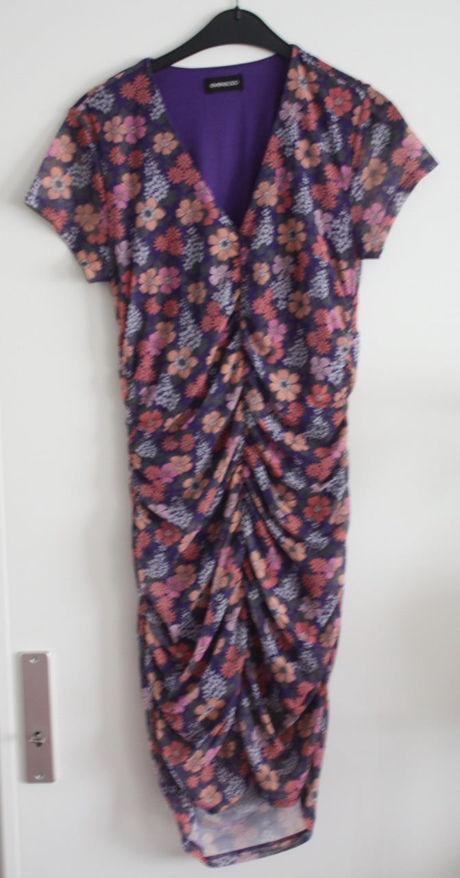 Jurk paars oranje roze bloemen maat L