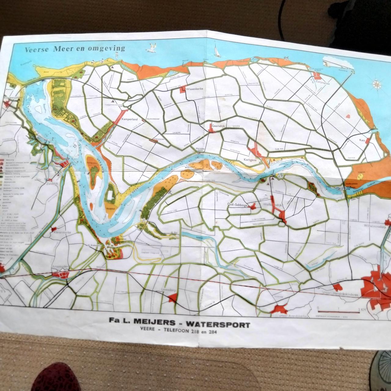 OUDE KAART VAN HET VEERSE MEER EN OMGEVING