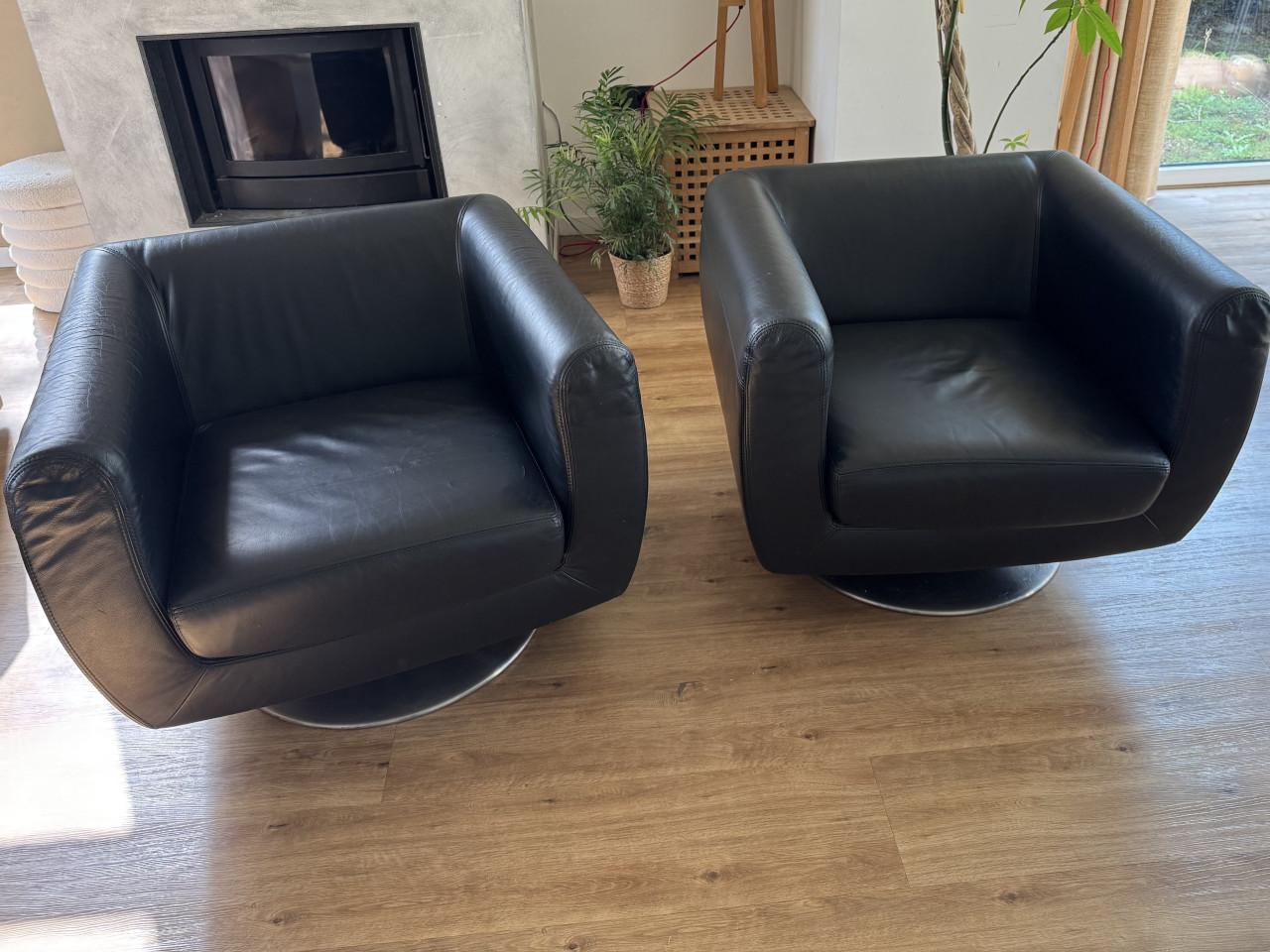 2  draaifauteuils /  zwart / merk Gelderland