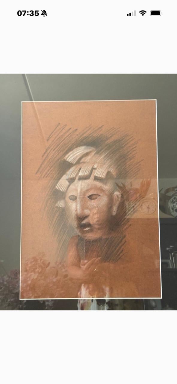 2  ingelijste Etsen van de Maja-cultuur