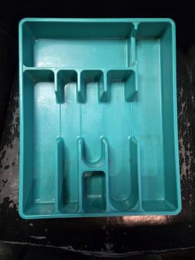 Bestekbak retro blauw L34.2x B27 cm D.B.P Plastics