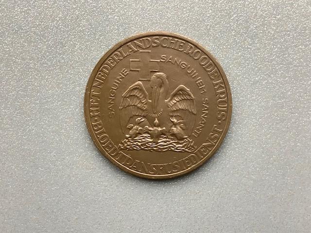 Bronzen penning Karl Landsteiner , Het Nederlandsche Roode Kruis.
