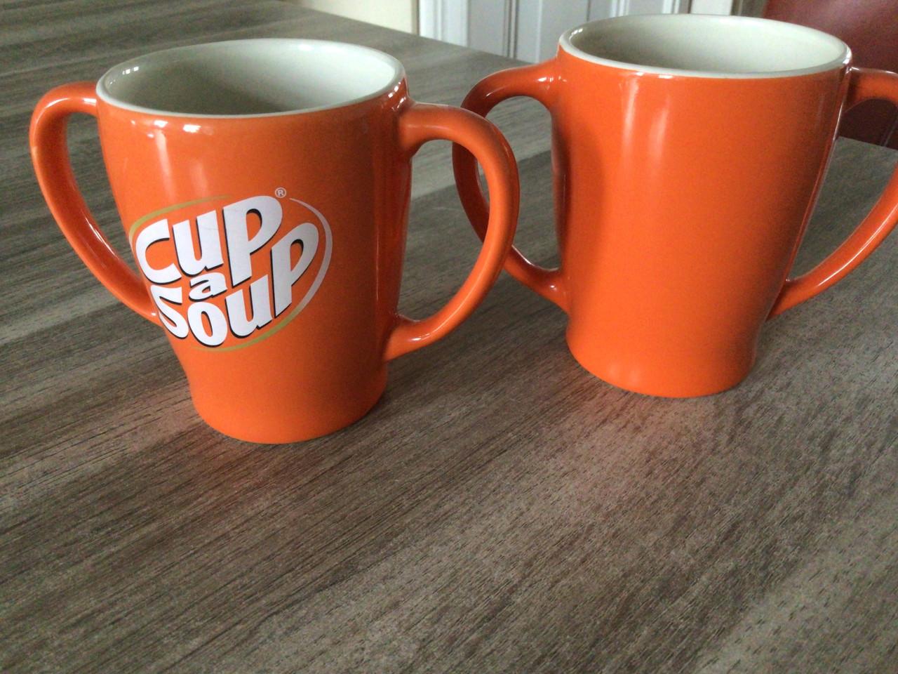 Mokken vintage oranje cup a soup