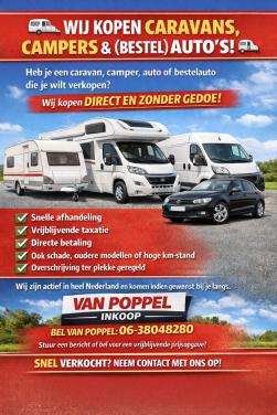 Wij kopen caravans in wij geven u de beste prijs !