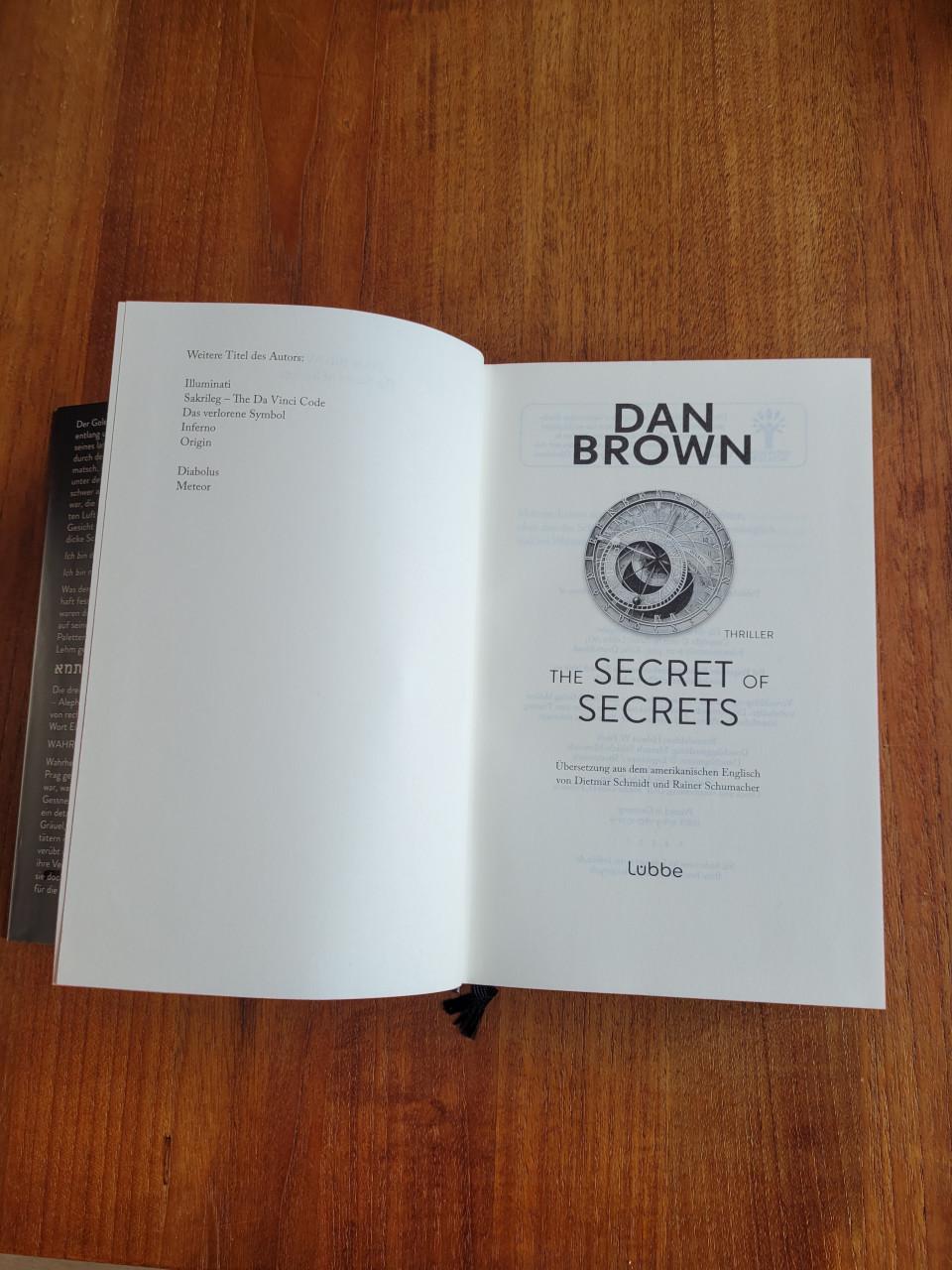 Duitstalig boek Dan Brown - The Secret of Secrets