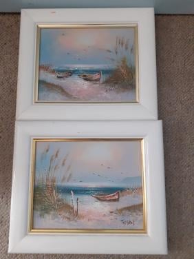 2 acryl/pastel schilderijtjes