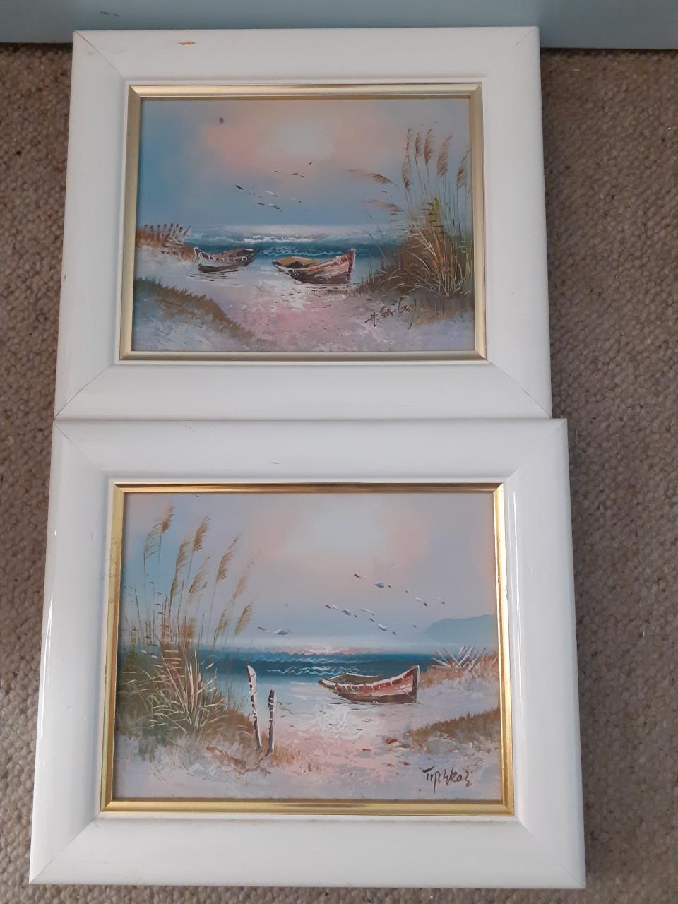 2 acryl/pastel schilderijtjes