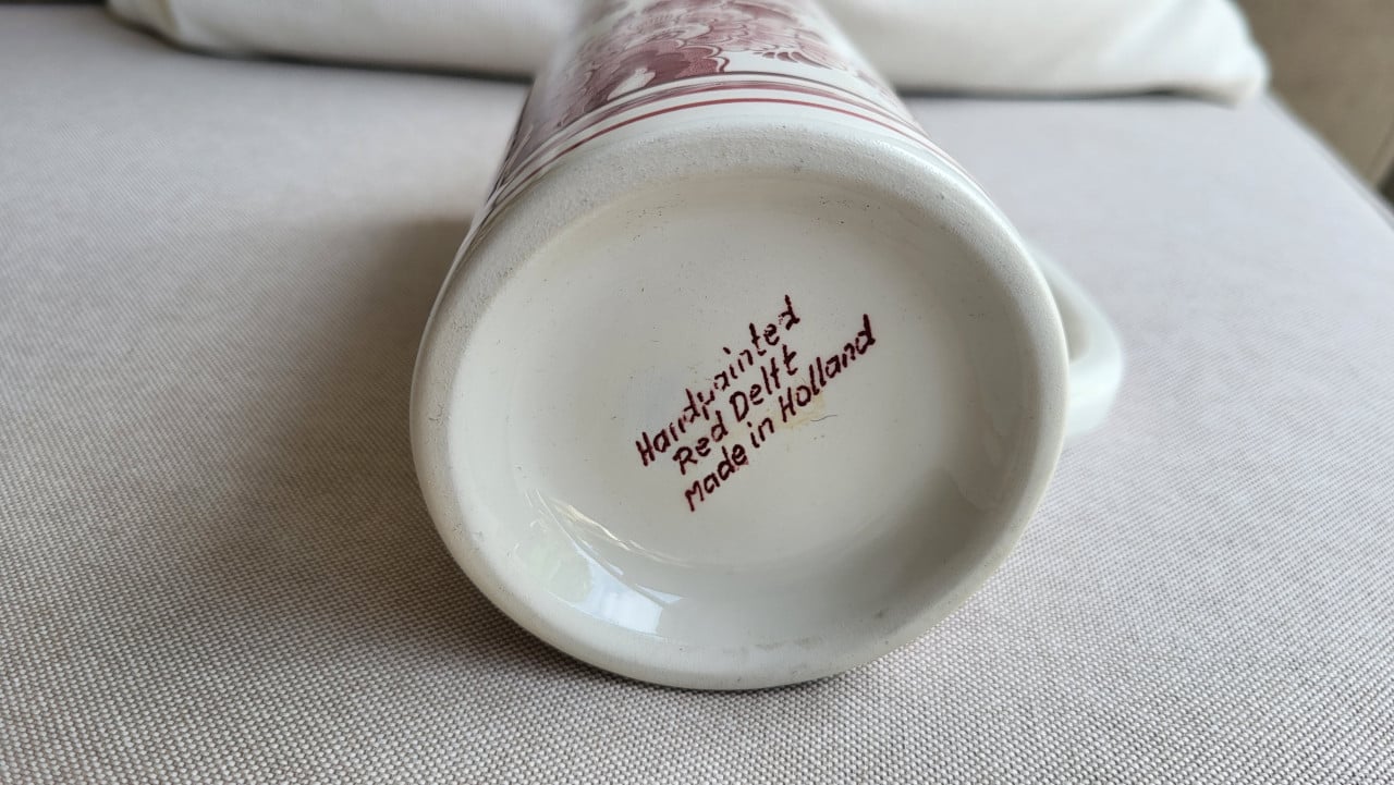 Amstel bierpul handpainted Red Delft, h 17 cm