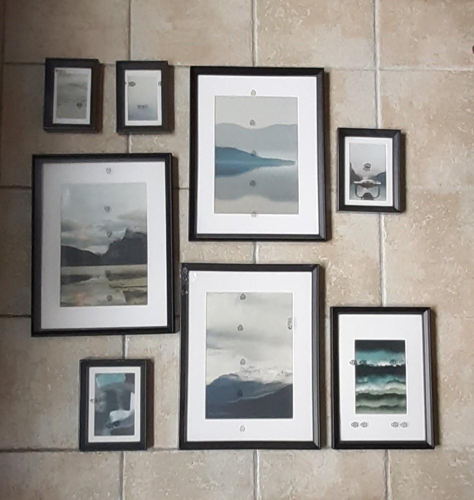 Ikea KNOPPÄNG zwarte lijsten met afbeelding, set van 8.