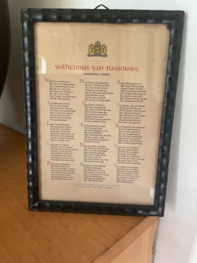 Komplete Wilhelmus in lijst 1939