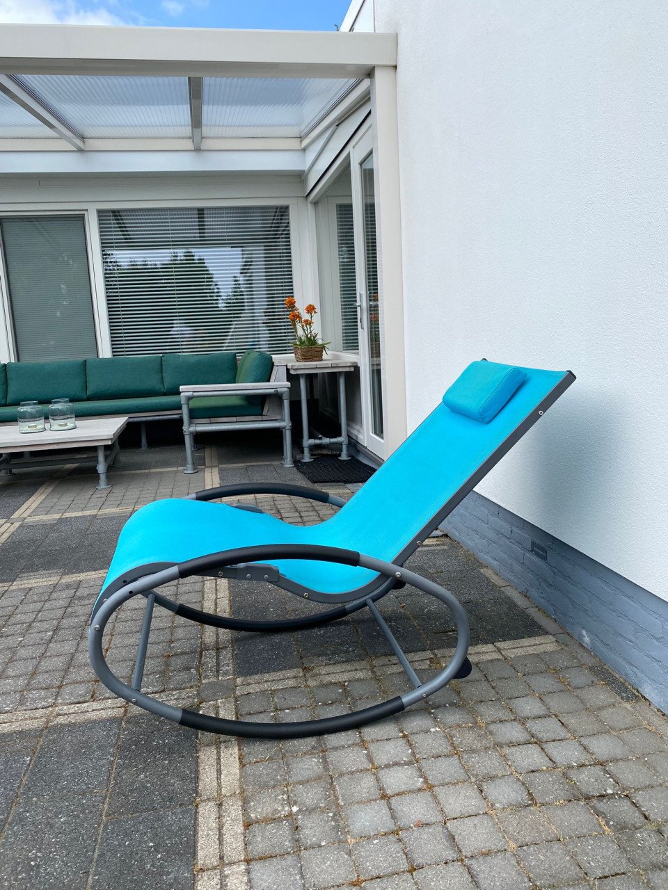 Tuin schommelstoel, merk Vivere (Wave Rocker Blue)