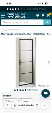 Douche deur zwart mat