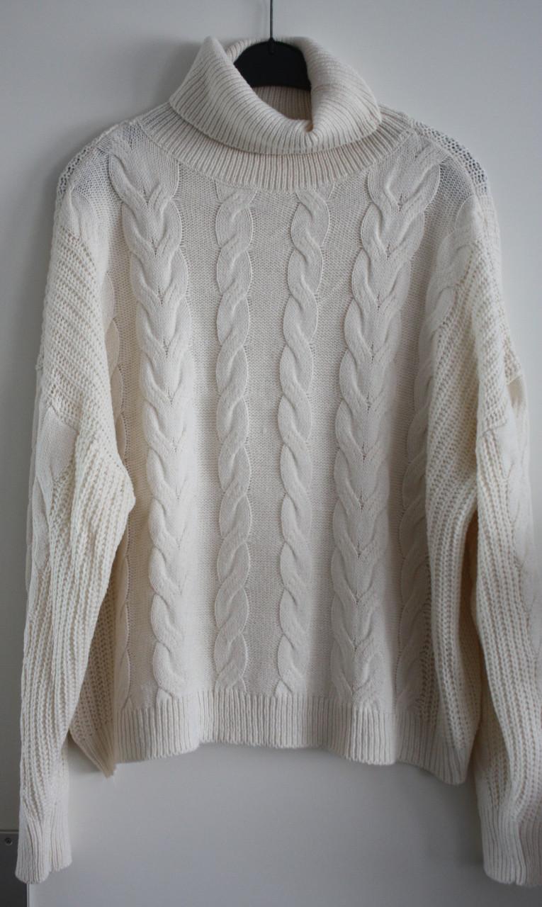 Gebreide creme kleurige trui met col  maat L