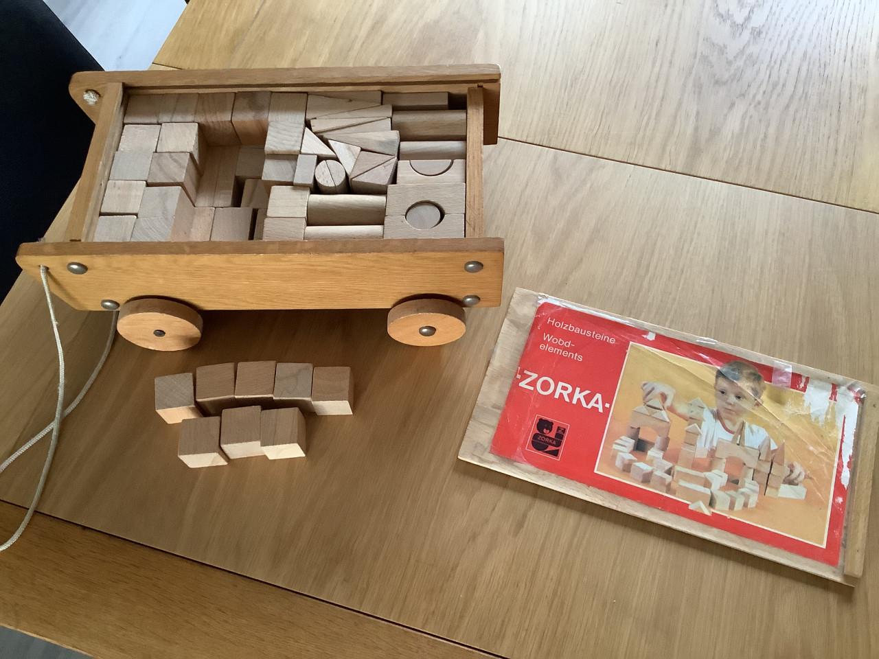 Naturel Houten blokkenkar