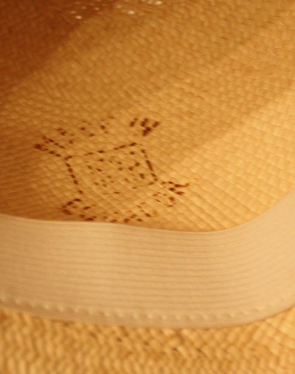 Panama hat met bloem beige