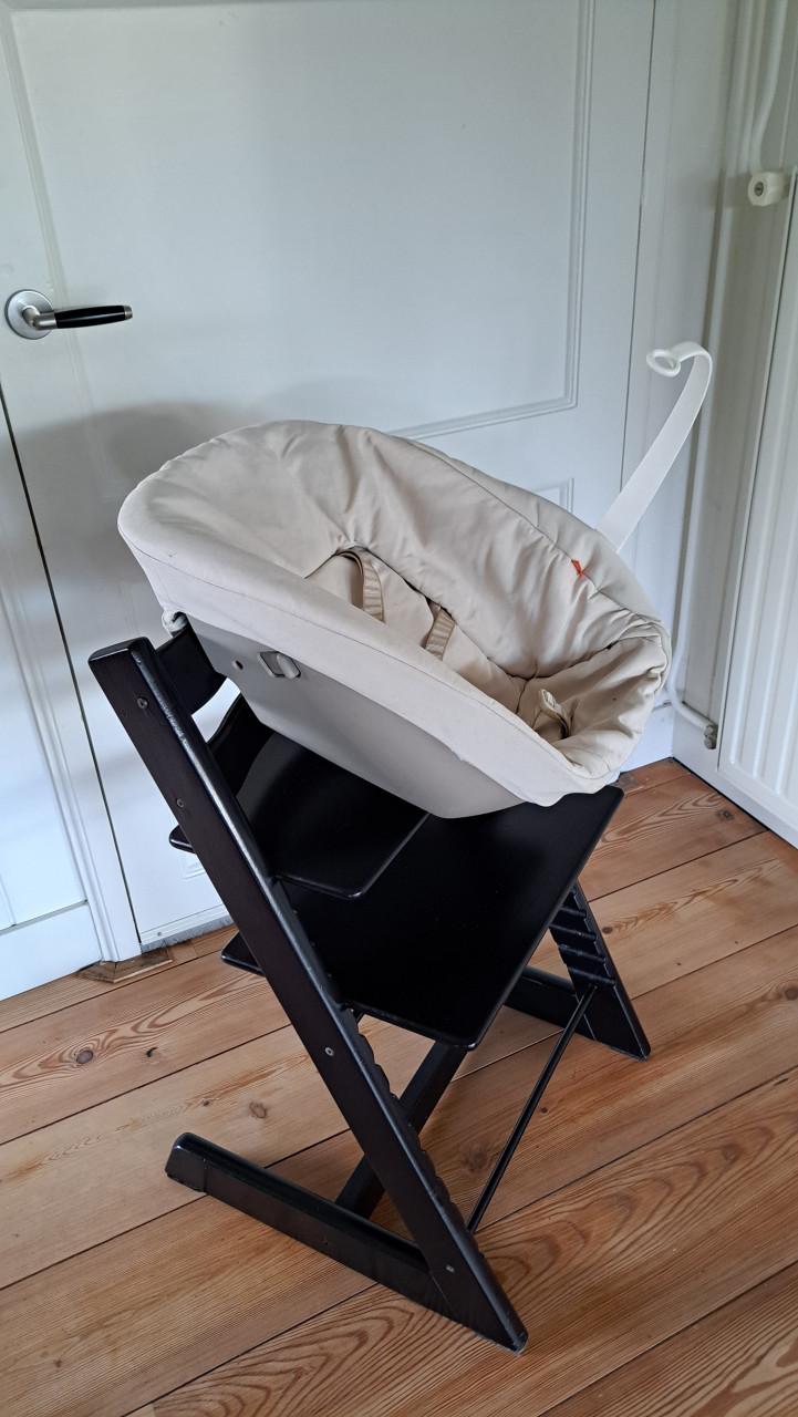 Stokke Tripp Trapp zwart complete set met Newbornset en verkleiner