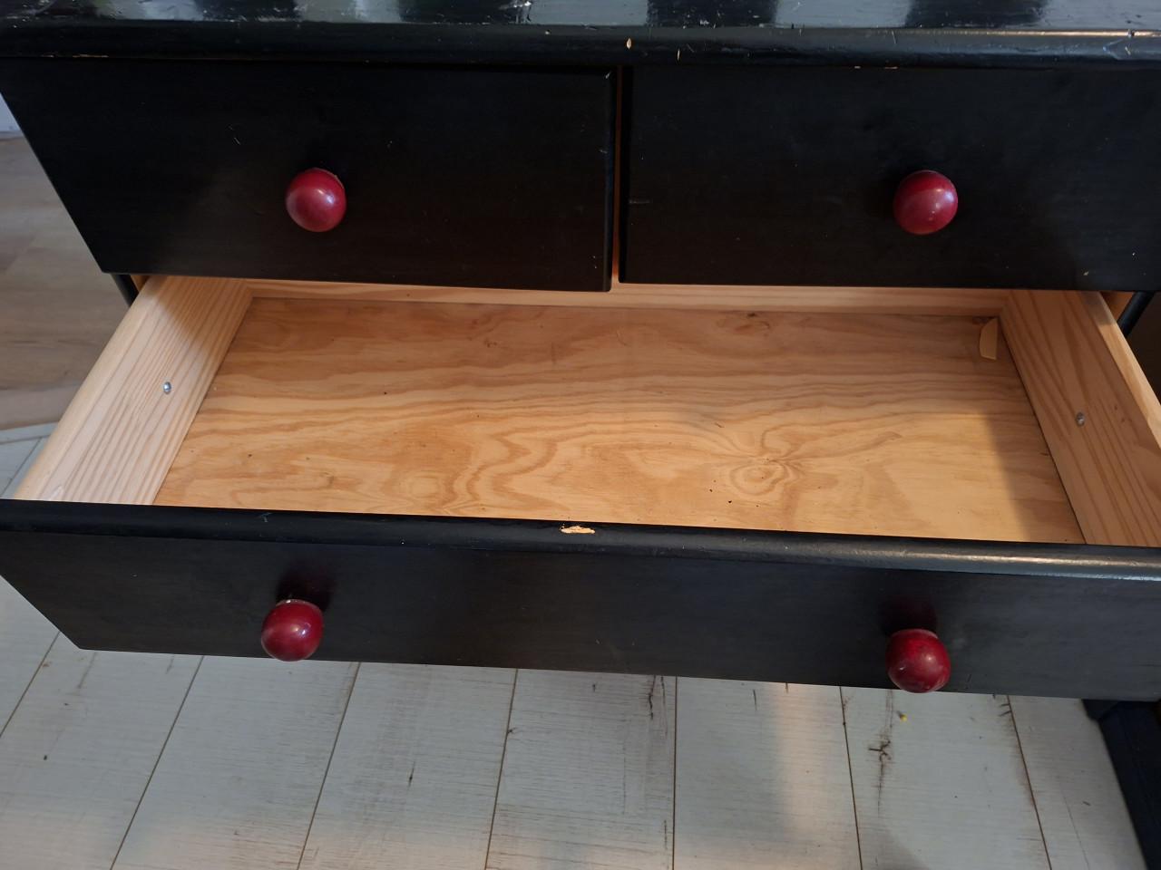 Ladenkastje - zwart/rood - 4 lades