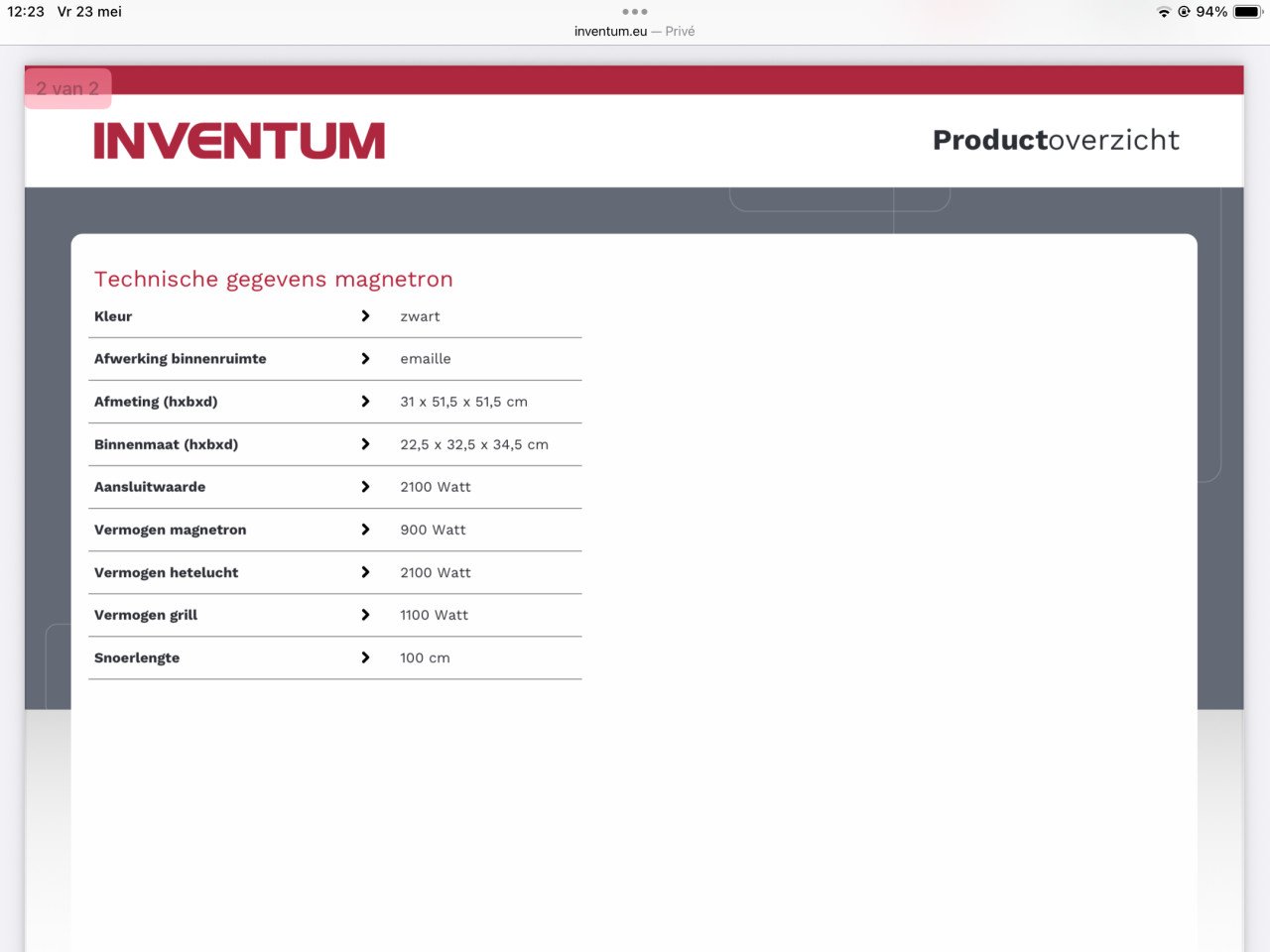 Inventum MN258C combi oven magnetron GOES z.g.a.n. GERESERVEERD