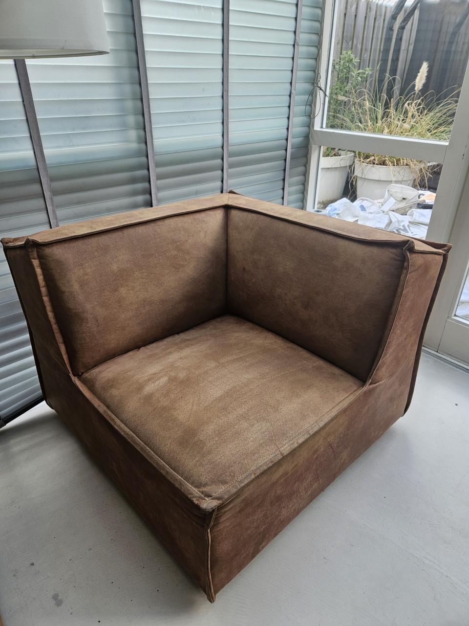Modulaire hoekbank cognac en antraciet