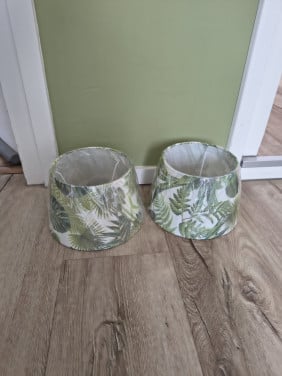 2x nieuwe witte lampenkap met groene bladeren, blad lamp.