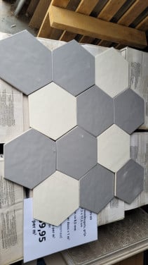 3035-60 Hexagon wandtegels 17,5x17,5 cm, grijs, per m² van € 64,95 voor