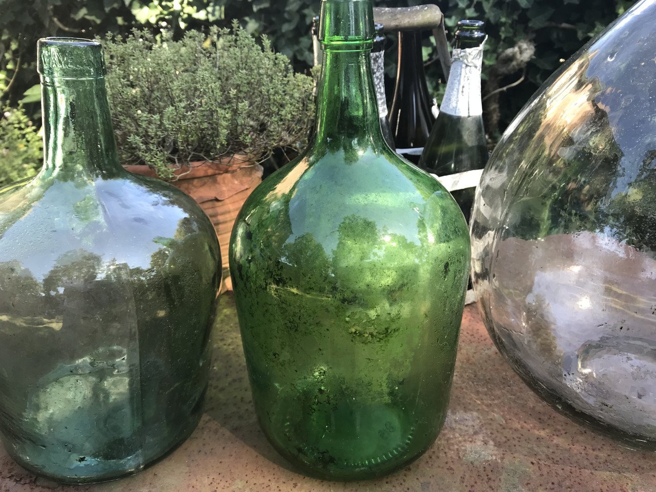 Grote glazen flessen,vintage