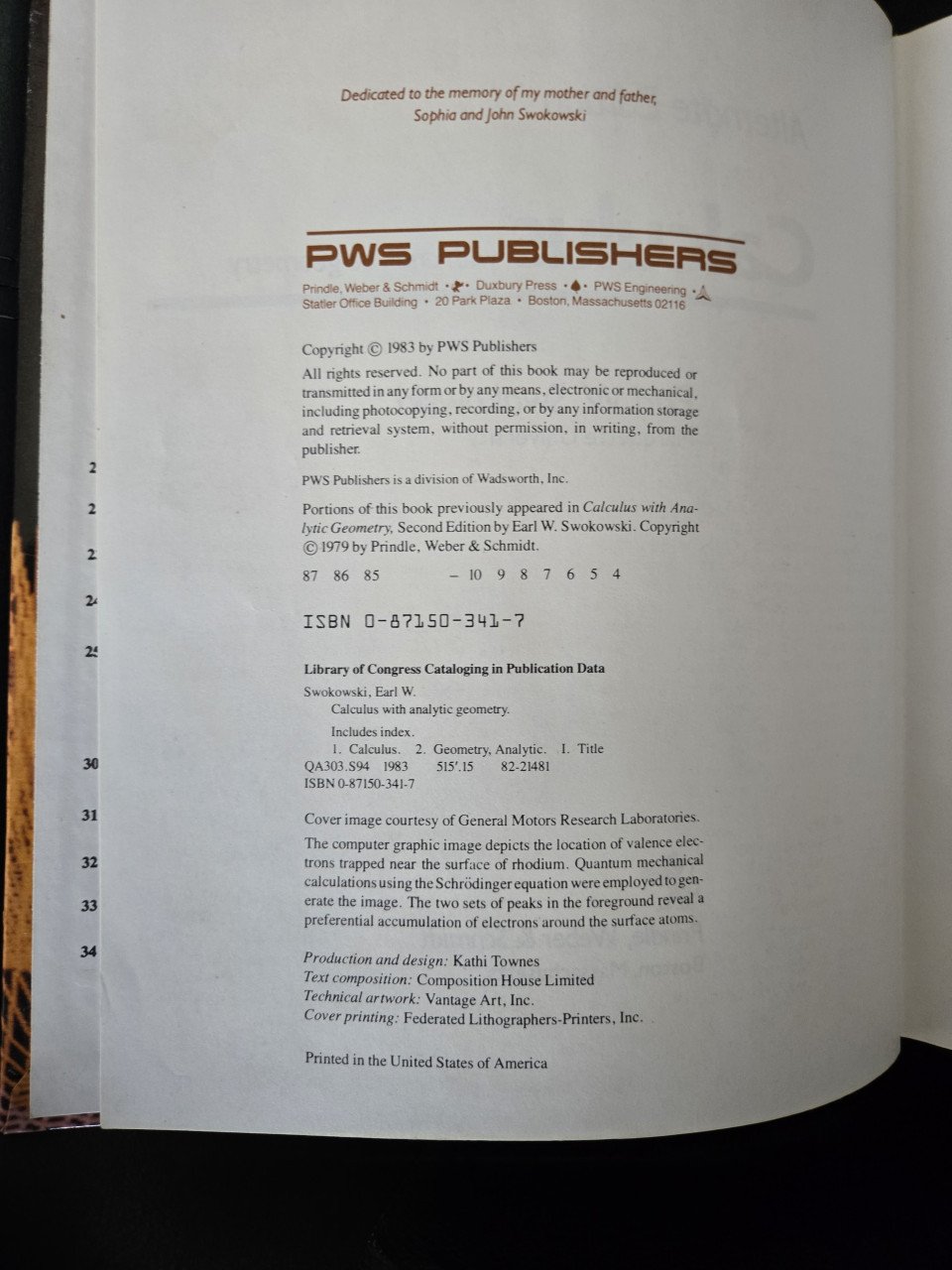 Calculus met analytische meetkunde: alternatieve editie Swokowski 1983,